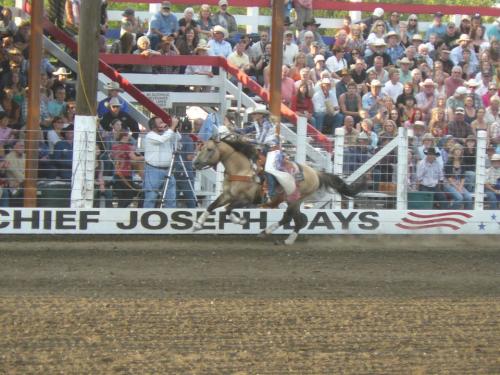 Ms. Rodeo Oregon, Mackenzie Carr at Chief Joseph Days (2011) riding Chex BEFORE she was crowned Ms. Rodeo America in Vegas in December 2011.  Mackenzie took several lessons while staying at our Ranch.